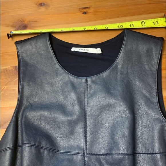 Anthropologie Bailey 44 Navy Blue Dress w Stretch, Faux Leather Upper - Picture 6 of 14
